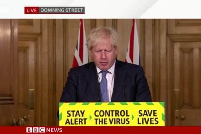 Boris Johnson during today's live briefing
