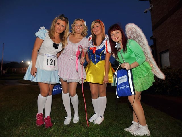 Katie Ellis, Aimee Robbens, Vikki Snape and Sarah Gardner, join over 400 fundraisers taking part in the annual Rosemere Cancer Foundation, Walk in the Dark, from Chorley District Hospital to Royal Preston Hospital.