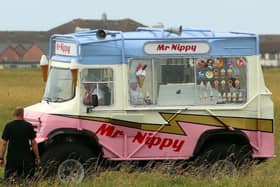 Paddy McGuiness was at the wheel of the Ice Cream monster truck at Blackpool Airport today (August 1). Pic credit: Paul Webster