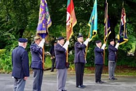 Standard bearers on parade at a VJ Day service in Preston in 2017.