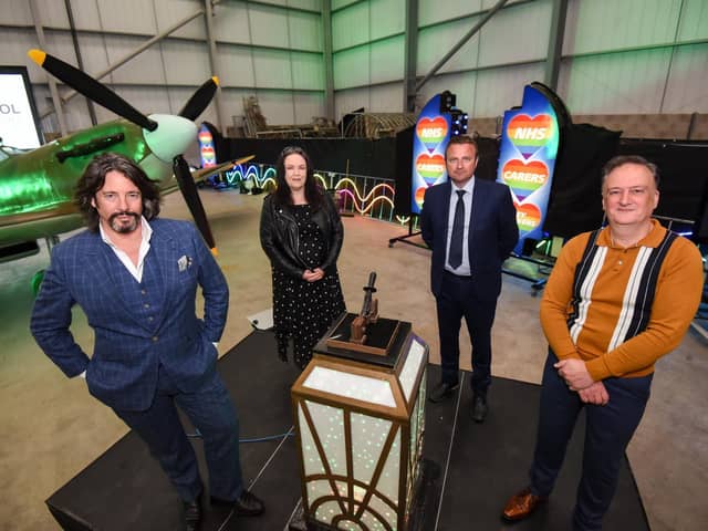 Launch of this year's Blackpool Illuminations.  Pictured are Laurence Llewelyn-Bowen, coun Gillian Campbell, Jeff MacNamara from Coral Island and Phil Holmes creative lead for Lightpool.