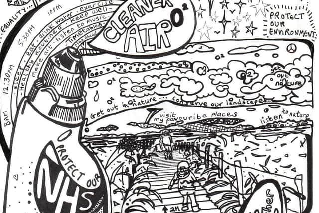 Green Close Phoenix Project: Explore, Escape and Keep Safe' mindfulness illustration - Danielle Chappell-Aspinwall, 2020.