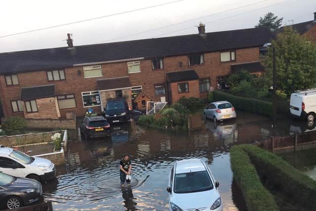 A flooded street in Kirkham this morning (August 11)