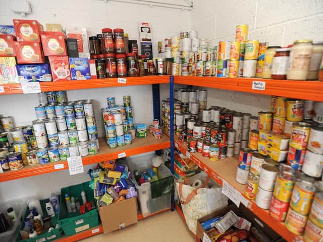 A stocked up storeroom at the foodbank