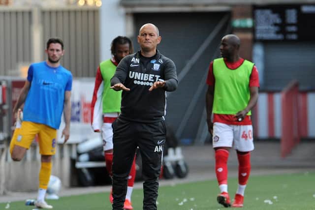 Preston North End boss Alex Neil on the touchline as Ashton Gate during the clash with Bristol City in July