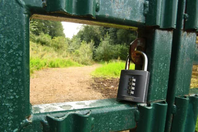 A locked gate blocks the path for cyclists travelling between Preston and South Ribble (image: Neil Cross)