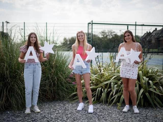 Daisy Newsham, Kate Jenkinson and Emily Morley - all attending St Andews University