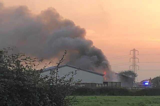 The fire at Orchard Farm in Ratten Lane, Hutton yesterday evening (August 13)