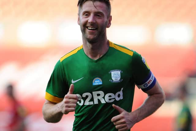 Preston North End midfielder Paul Gallagher in action against Bristol City in the final game of last season