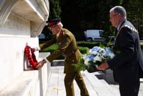 Colonel David Waters and Preston Mayor Coun David Borrow lay wreaths at the war memorial in the city centre.