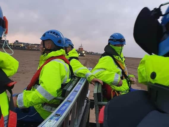 Coastguards at the scene. Picture by HM Coastguard Fleetwood