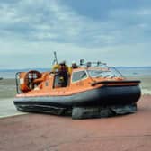 Morecambe RNLI hovercraft was called out on Saturday to rescue people trapped in mud at Heysham Harbour.