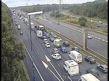 The crash has led to the closure of the M6 between junctions 22 and 23 this afternoon