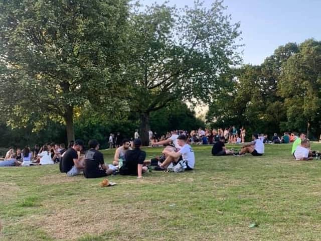 A gathering in Pear Tree park, off Leyland Road, Penwortham earlier this summer