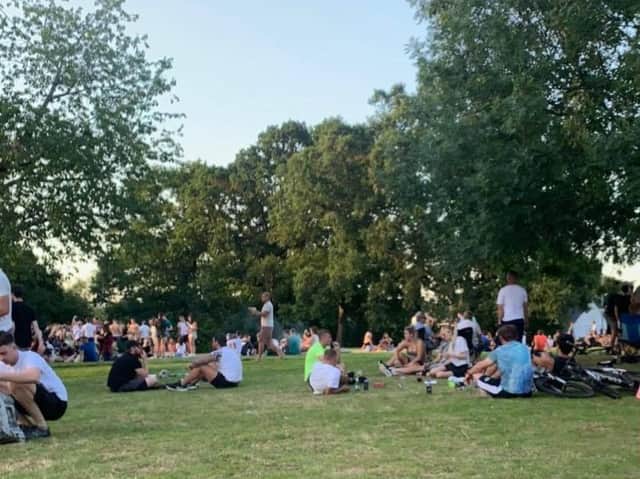 A gathering in Pear Tree Park, off Leyland Road, Penwortham earlier this summer
