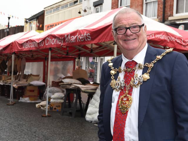 Mayor Steve Holgate has been making himself known to traders and customers at Chorley's outdoor market