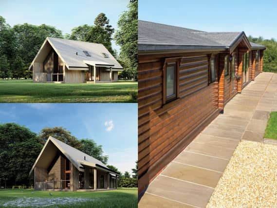 Holiday chalets could be set to spring up near the Forest of Bowland - the design of an approved scheme in Whitechapel (top and bottom left, images: Graham Anthony Associates) and the style for another development in the area for which planning permission is being sought (right, image: Norwegian Log Buildings Limited)