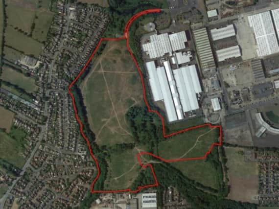 The proposed development site on land next to the Lancashire Business Park (image: Google, modified by Caddick Developments)