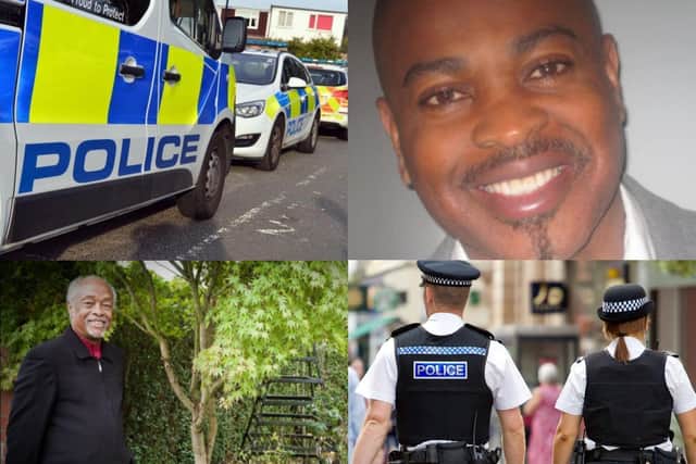 Adrian Murrell (top right) and Clinton Smith (bottom left) have both worked to improve relations between the Black community and the police in Lancashire (images: various)