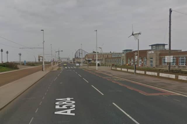 An 'overtaking' car hit a mum pushing a pram on the Prom near the Solaris Centre at around 3.30pm on Saturday, July 22, 2020, Lancashire Police said. The woman, in her 20s, suffered minor injuries, while her baby was unhurt. A manhunt was launched for the male motorist involved, who stopped to see if the woman was not seriously injured before driving off (Picture: Google Streetview)