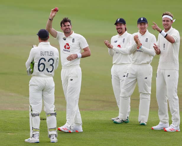 James Anderson celebrates his 600th Test wicket