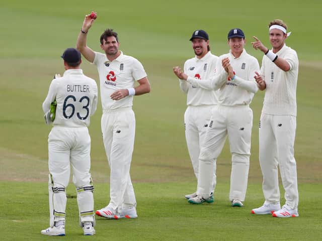 James Anderson celebrates his 600th Test wicket