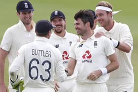 England’s James Anderson (second right) celebrates the wicket of Pakistan’s Azhar Ali, his Test 600th wicket