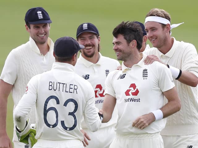 England’s James Anderson (second right) celebrates the wicket of Pakistan’s Azhar Ali, his Test 600th wicket
