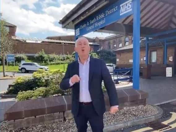 Chorley MP Sir Lindsay Hoyle makes his plea in front of the camera at Chorley and South Ribble Hospital