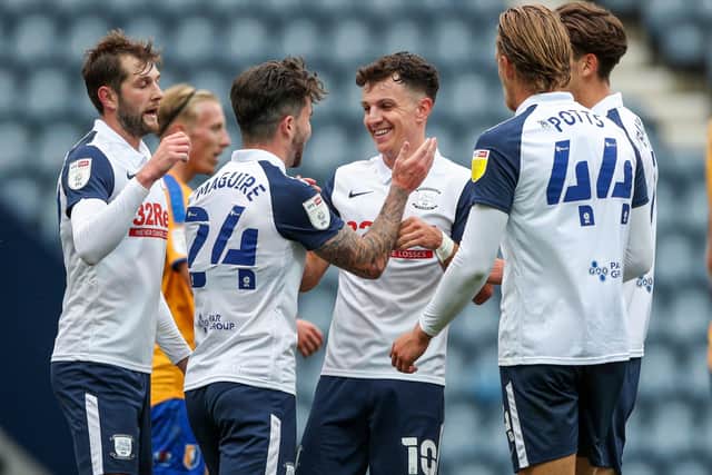 From left to right – Barkhuizen, Maguire, Harrop and Potts shone for PNE against Mansfield on Saturday