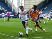 Preston North End striker Sean Maguire in action against Mansfield at Deepdale