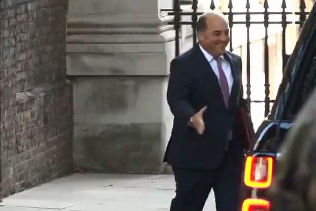 Ben Wallace, defence secretary and MP for Wyre and Preston North, has apologised after he was spotted shaking hands with an associate in Downing Street, London this morning (September 1). Pic credit: Sky News