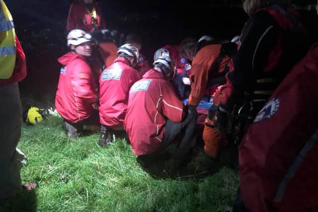 Rescuers at the scene. Photo: Bowland Pennine Mountain Rescue Team.