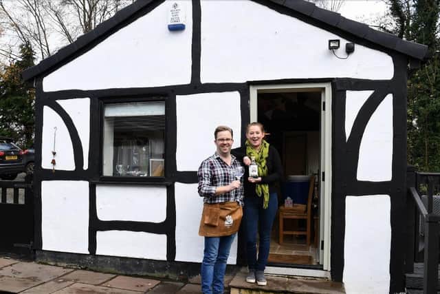 Richard Trenchard and his wife Rachel, pictured here in 2018, at the micro-distillery where they founded Goosnargh Gin