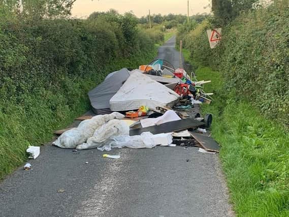 The pile of rubbish left on Marsh Lane, Brindle, this morning