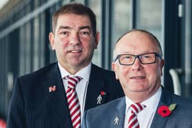 Morecambe's co-chairman Graham Howse and Rod Taylor