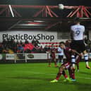 Preston North End's Jordan Hugill scores his side's second goal against Accrington Stanley 
in the Carabao Cup in 2017