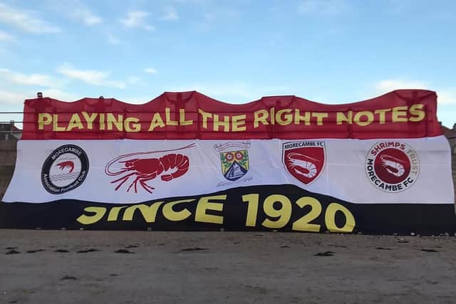 The Eric Morecambe-inspired centenary Shrimps banner