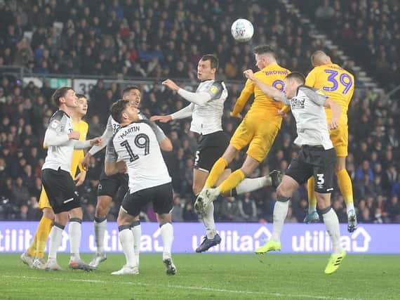 Preston North End on the attack against Derby in last season's visit to Pride Park