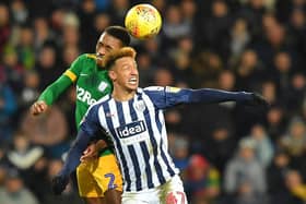 Callum Robinson in action for West Bromwich Albion against Preston North End in February