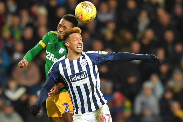 Callum Robinson in action for West Bromwich Albion against Preston North End in February
