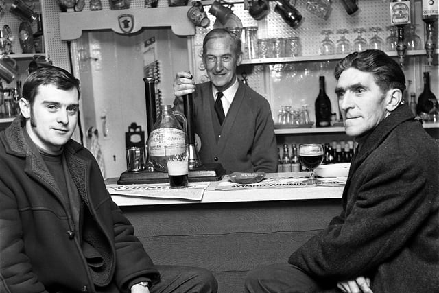 At the bar of the Delph Tavern in Up Holland in 1972