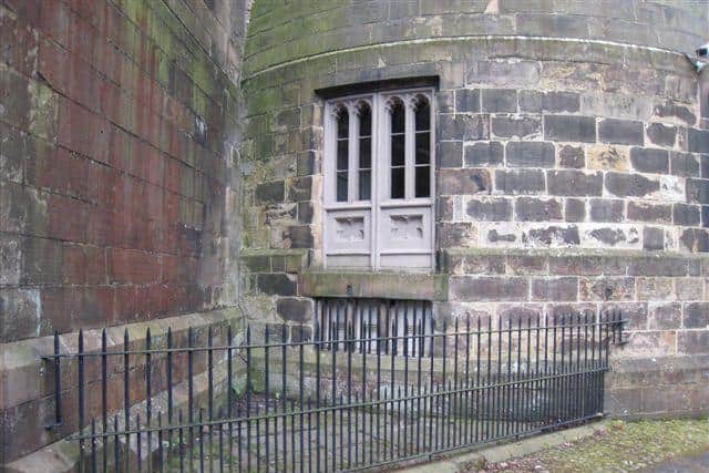 The original Hanging Corner-note the French Windows where the prisoner(s) emerged onto the scaffold. Picture courtesy of Richard Clark.