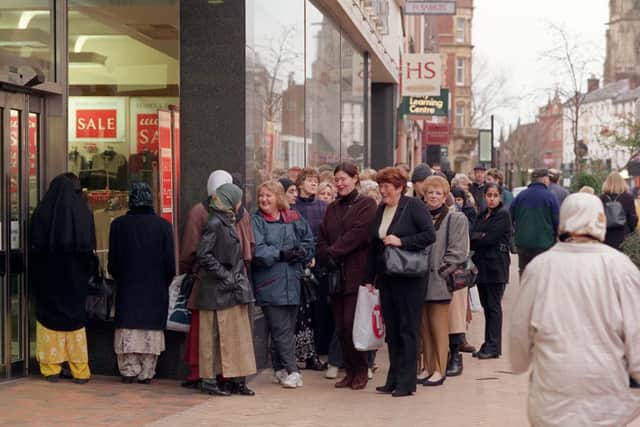 Queues for the Marks and Spencer sales in the 1990s