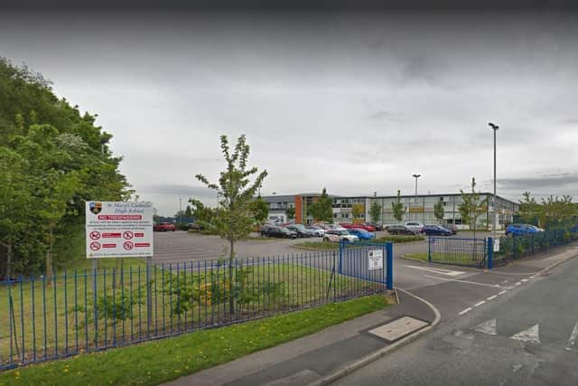 St Mary's Catholic High School in Leyland has confirmed that a Year 9 pupil has tested positive for coronavirus. Pic: Google