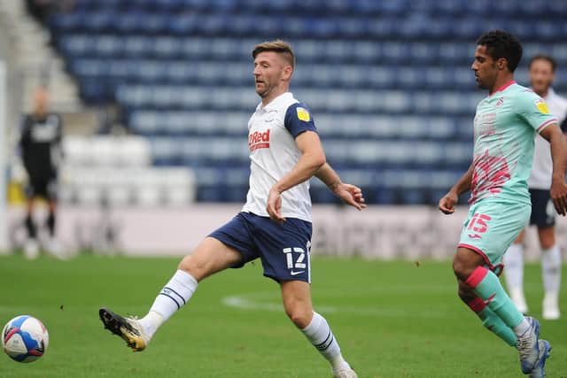 Paul Gallagher in action for Preston North End against Swansea at Deepdale