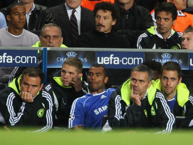 Jose Mourinho (second right) during the UEFA Champions League Group B match between Chelsea and Rosenborg at Stamford Bridge on September 18, 2007