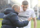 PNE boss Alex Neil hands out some instructions to Jordan Hugill when the striker was at Preston