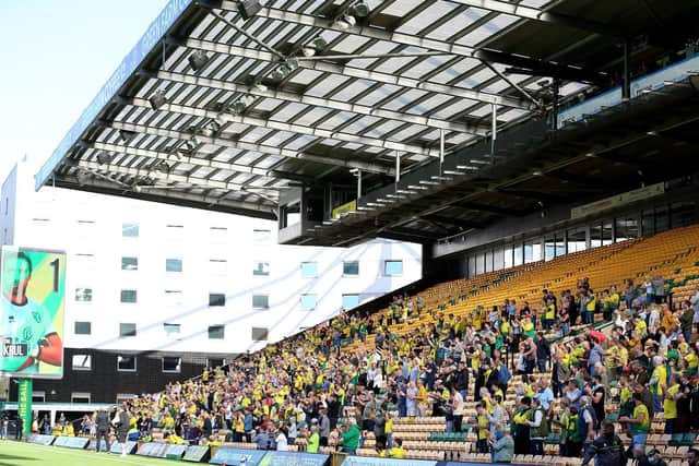 Norwich fans at Carrow Road in the game against PNE