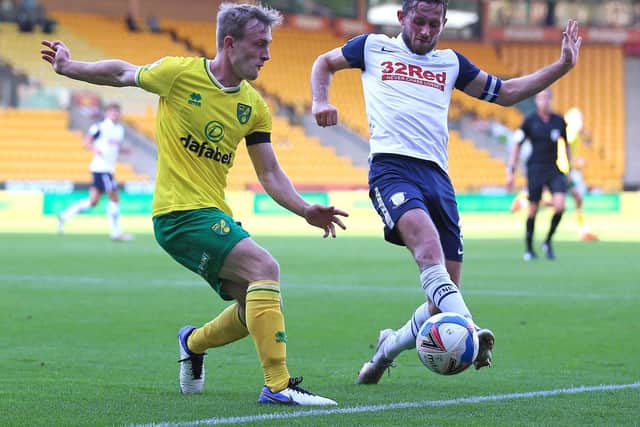 North End midfielder Alan Browne challenges against Norwich